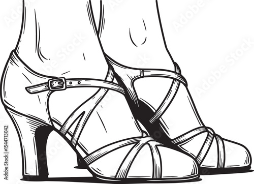 Elegant Hand-Drawn Illustration of Women's Heels perfect for Fas