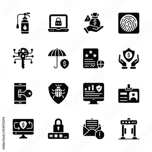 Here is a customizable pack of smart protection glyph icons