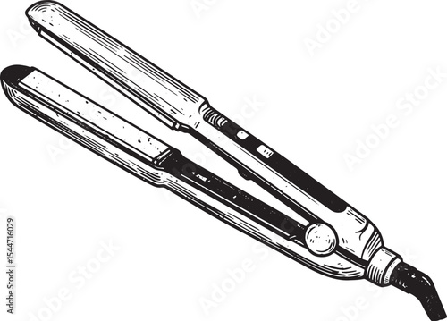 Vintage Engraved Illustration of a Hair Straightener Isolated on