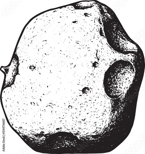 Artistic illustration of a rock, asteroid or space object isolat