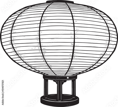 Elegant Traditional Japanese Lantern Illustration with Detailed