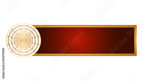 Golden arabic banner islamic frame with mandala pattern text box title box