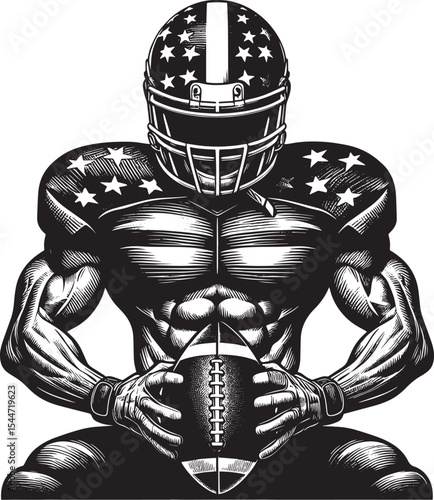 American Football athlete with vintage style black and white woo