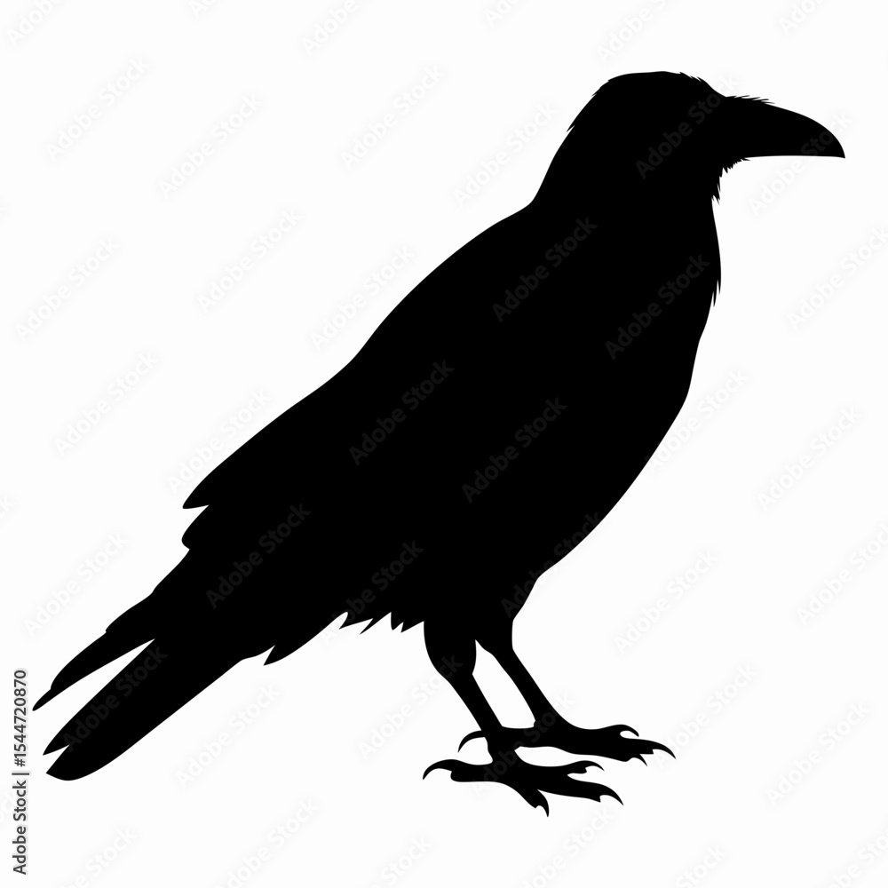 Black Raven Silhouette Icon Isolated on White Background – Mysterious Bird Symbol for Nature and Gothic Themes
Black Raven Silhouette Icon Isolated on White Background – Mysterious Bird Symbol for Nature and Gothic Themes