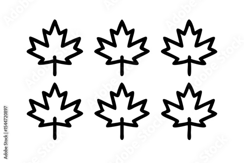 Maple Leaf icon set, line art vector icon