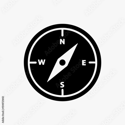 Free Download Black and White Compass Icon Isolated on White Background – Minimalist Navigation Symbol
 - GFXLoad