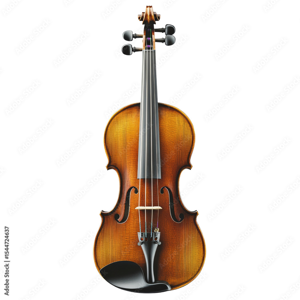 Obraz premium detailed illustration of wooden violin showcasing its elegant curves and rich color. instrument is positioned upright, highlighting its craftsmanship and design