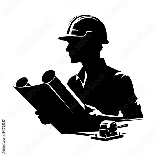 Architect Silhouette: A meticulously crafted silhouette captures the focused gaze of an architect, deeply engrossed in the blueprints.