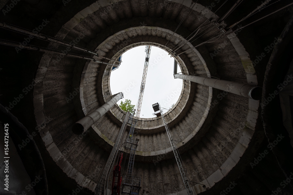 Fototapeta premium Tour of the excavated stations Olbrachtova and Pankrac D and the adjacent line tunnels. Behind the scenes of the construction of the first section of the D metro. Underground part, excavation.