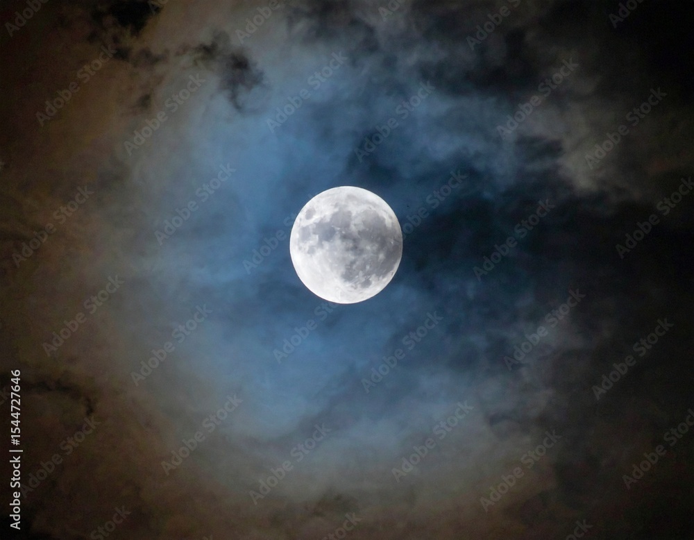 Moon shines in dark night sky, moonlight background Moon shines in dark night sky, moonlight background