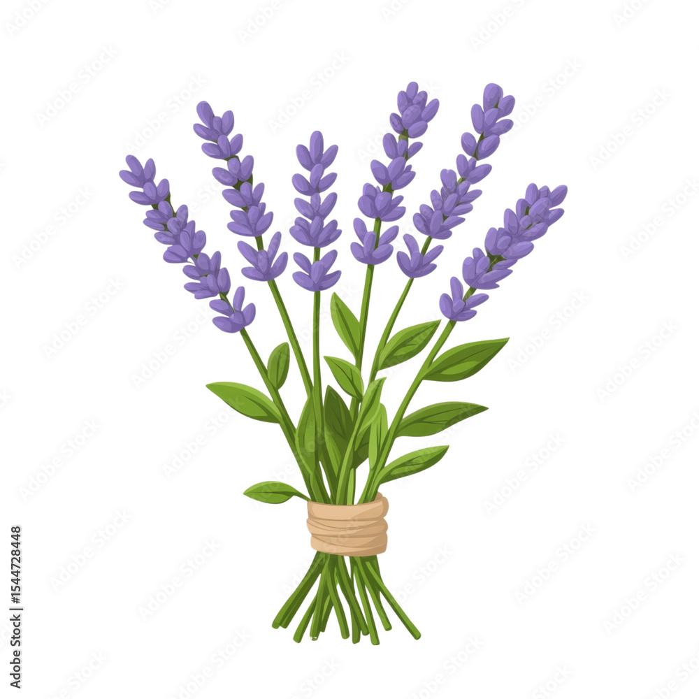 Fototapeta premium Beautiful bundle of lavender flowers with vibrant purple blooms and green leaves, perfect