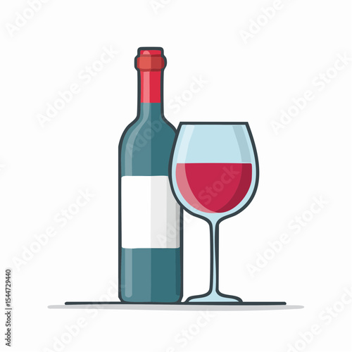 A bottle of red wine alongside a partially filled wine glass.