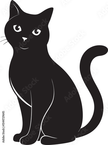Photography This collection of black and white images depicts cat illustrations, some with detailed fur textures and others in more simplified poses, like stretching or sitting