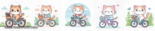 cute cat riding a bike vector