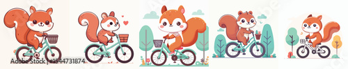 cute squirrel riding a bike vector