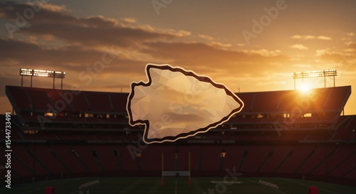 Arrowhead over stadium at sunset