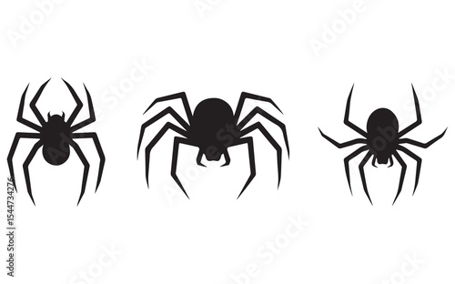 Six Arachnid Silhouettes Await Your Design Projects  Black spider vector illustrations perfect for Halloween themes or creepy crawly graphic design.