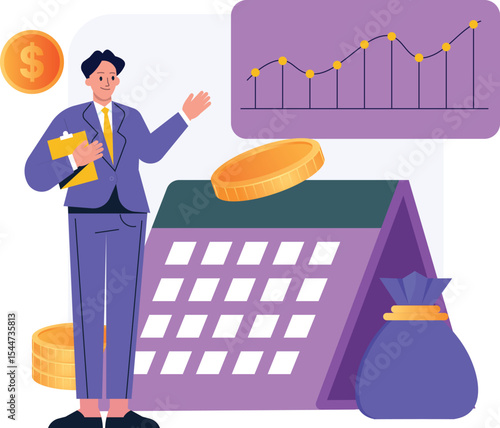 Concept of finance business. Businessmen investors earn, take profit from investment on dollar market. 