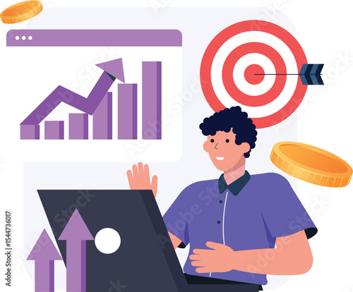 Concept of finance business. Businessmen investors earn, take profit from investment on dollar market. 