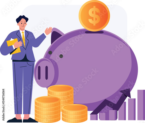 Concept of finance business. Businessmen investors earn, take profit from investment on dollar market. 