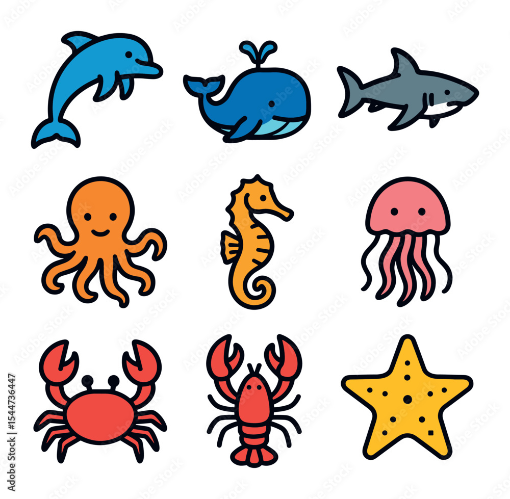 Fototapeta premium Aquatic Icons Grid