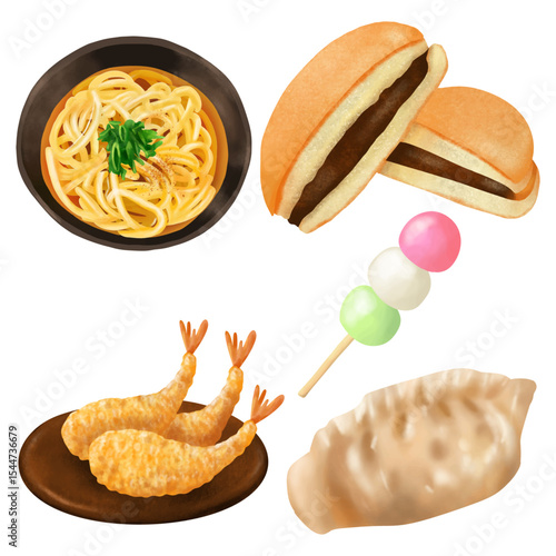 Digital Painting Illustration Of Japanese Foods