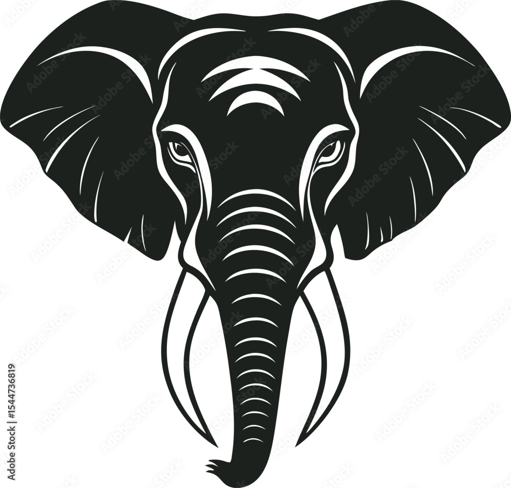 Obraz premium This collection of black and white images depicts various illustrations of elephants, some in profile, others with detailed textures, and some appearing to be part of a larger design or pattern.