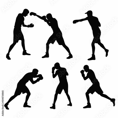 Boxing Silhouette Sheet - Dynamic Sports Vector Poses
