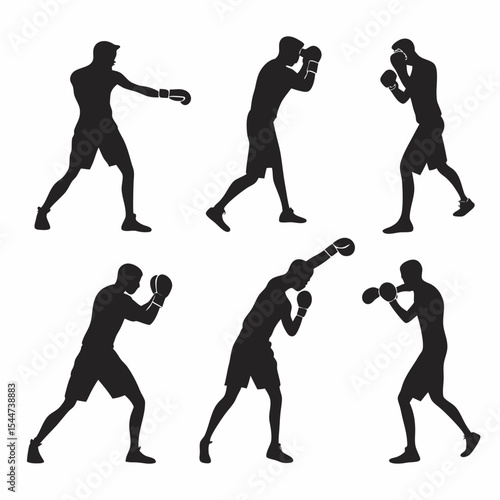 Boxing Silhouette Sheet - Dynamic Sports Vector Poses