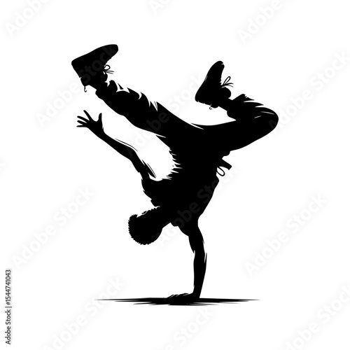 Dynamic silhouette of a breakdancer in motion