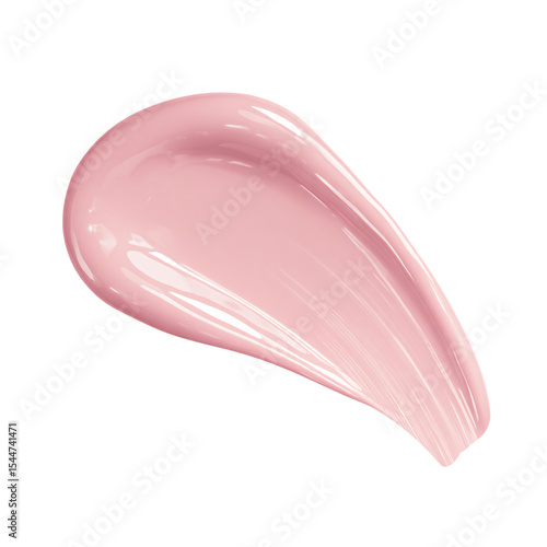 Glossy pink cosmetic cream smear on black background Beauty product sample swatch with smooth texture for skincare or makeup concept