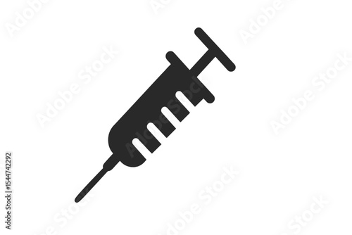 Vector icon of a syringe and injection, represented as a filled flat sign and solid pictogram, isolated on a white background, a symbol and logo illustration with pixel perfection