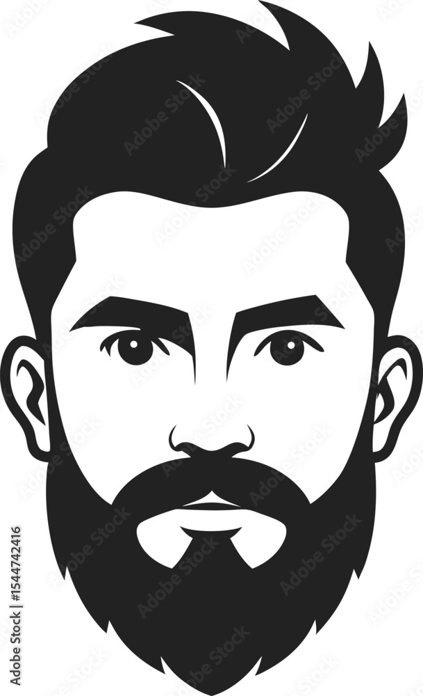 Fototapeta premium Collection of Stylish Bearded Man Portraits Featuring Modern Haircuts, Facial Hair, and Vintage Hat Fashion in Black and White Art
