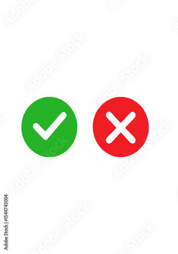 Free Download Green Checkmark and Red Cross Symbol Icons for Approval and Error Concepts in Interface, Feedback, or Assessment Design - GFXLoad