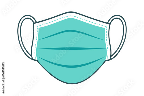 Vector illustration representing a medical face mask for virus protection and breathing, available in white, blue, or green, symbolizing health care concepts