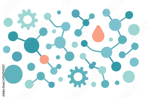 Medical substance and molecules set against an abstract background