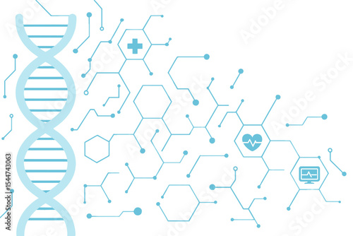 A background in dna, medical, and technology fields is presented through a futuristic molecule structure