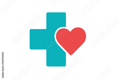 Template elements for a medical logo icon featuring a cross and heart design