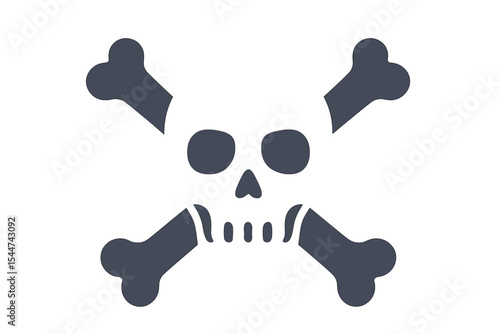 A flat vector icon featuring crossbones and a skull, suitable for use in apps and games