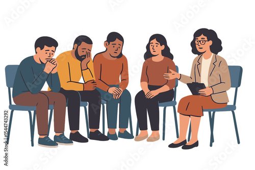 The concept of treating addiction involves group therapy sessions where individuals receive counseling from a psychologist