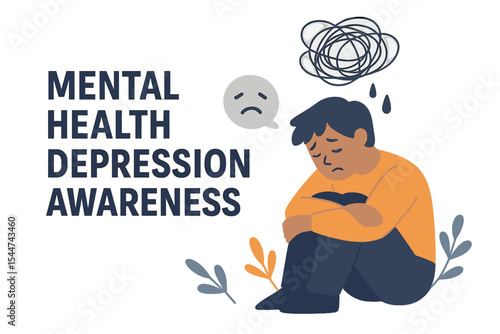 Vector illustration banner promoting awareness of mental health and depression