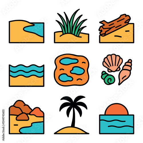 Beach Icons Grid