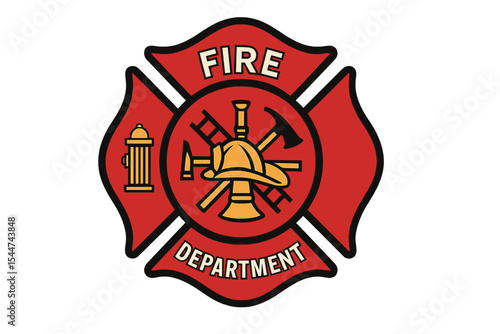 The Maltese Cross symbol of the Fire Department or Firefighters