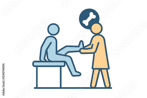 Vector illustration representing the concept of orthopedics and physiotherapy, focusing on rehabilitation and healthcare through physical therapy