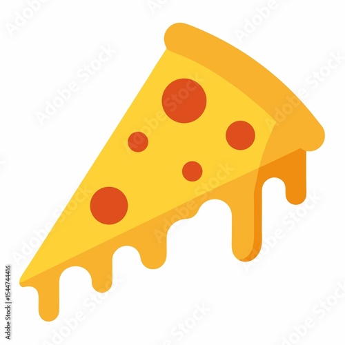Melting cheese pizza slice isolated on white background