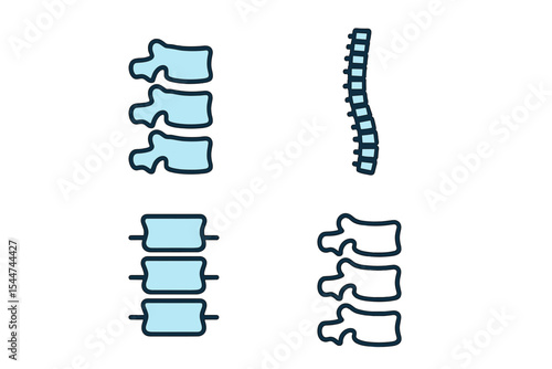 A set of spine icons, simple in design, is available for web design use on a white background