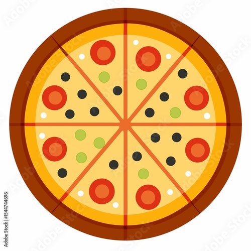 Delicious pizza icon isolated on white background