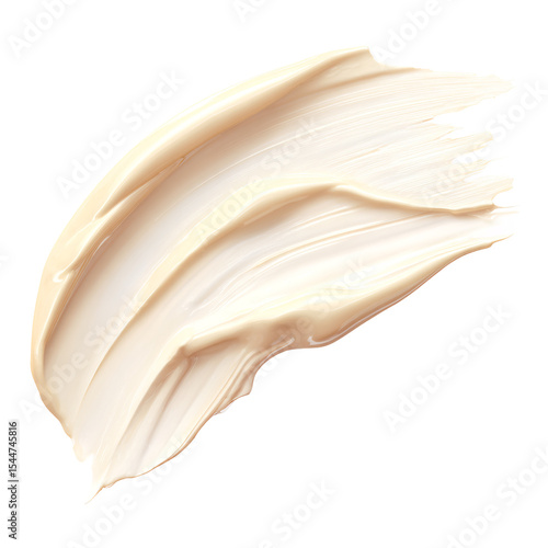 Beige cream smear on black background Closeup of cosmetic cream texture Concept of skincare, beauty, and moisturizing