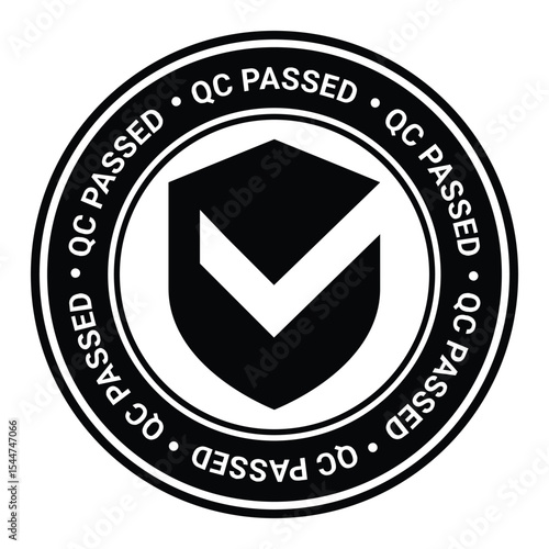 QC passed label. qc passed stamp. qc passed sticker design vector template