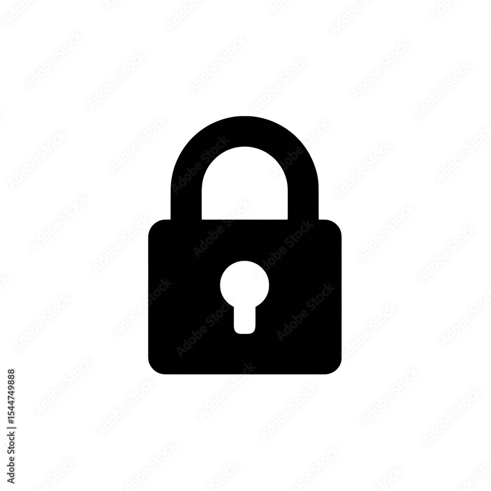 Secure Symbol: A sleek, monochromatic icon of a closed padlock, a universal symbol of security and privacy, suggesting protection and safeguarding of sensitive information. Secure Symbol: A sleek, monochromatic icon of a closed padlock, a universal symbol of security and privacy, suggesting protection and safeguarding of sensitive information.